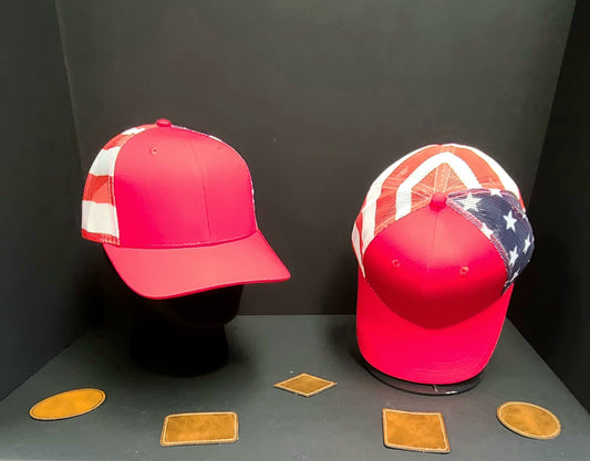 6 Panel hat with PU leather patch