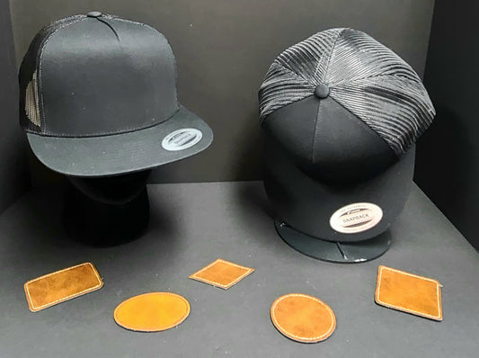 5 Panel hat with PU leather patch