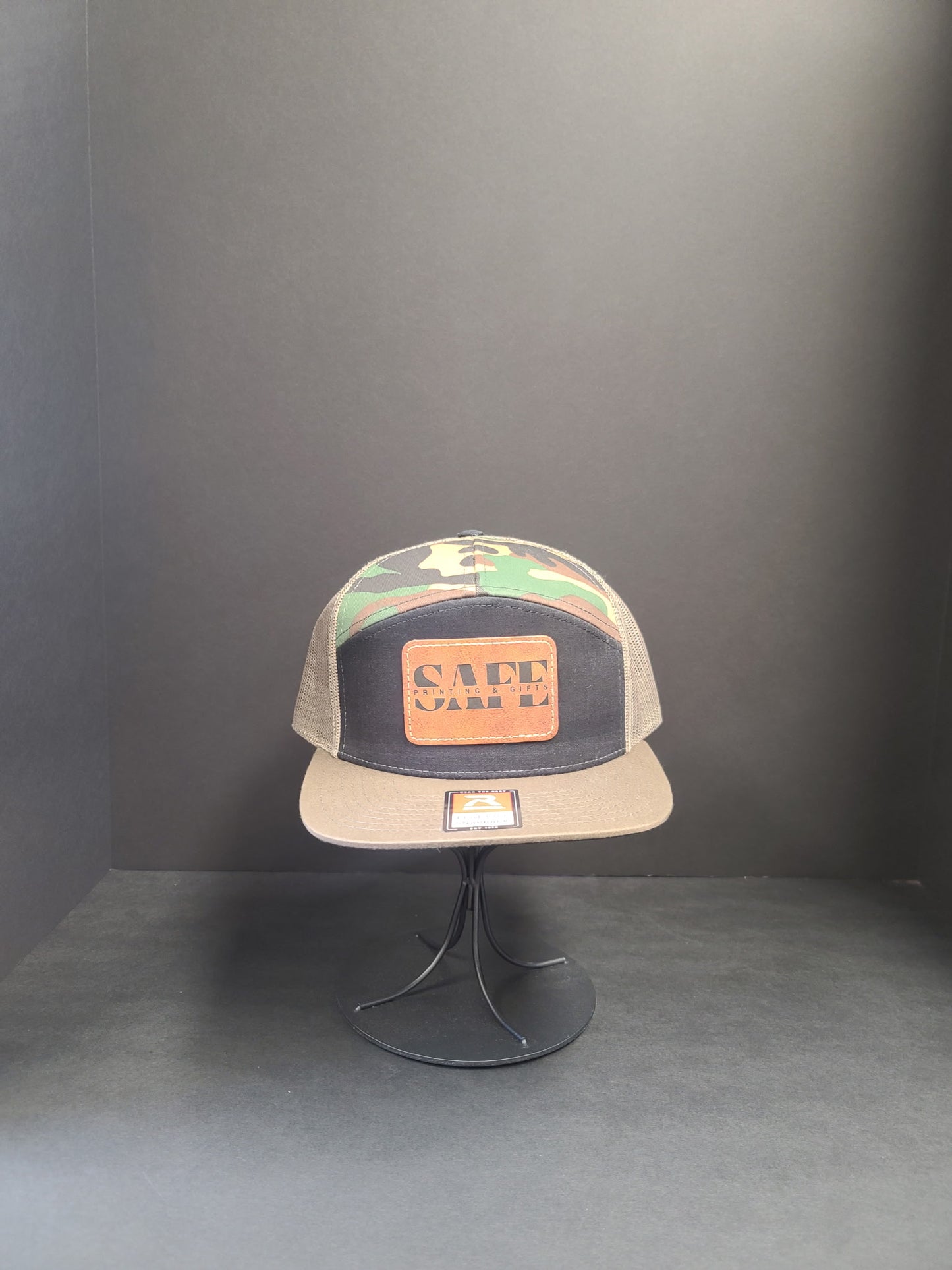 Hats with Leather look alike Engraved Patches